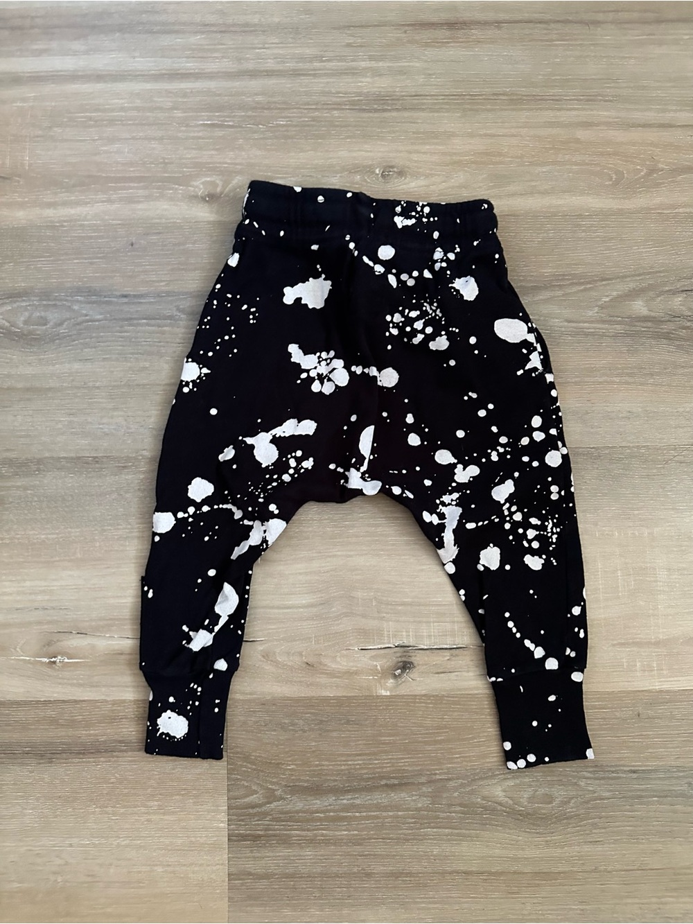 NUNUNU Baby Black White Splatter Harem Pants 12-18M